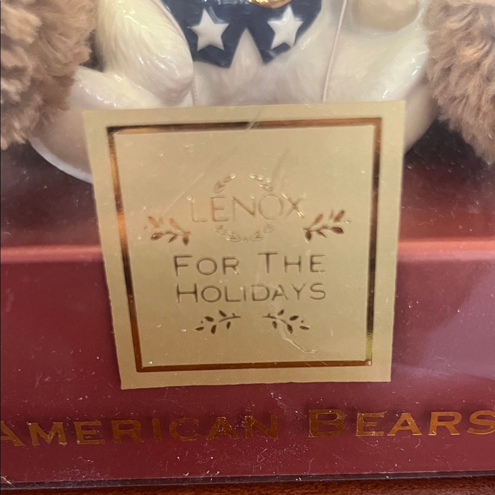 Lenox Holiday Teddy Bear and ornament Set with Red Bow - Picture 2 of 4